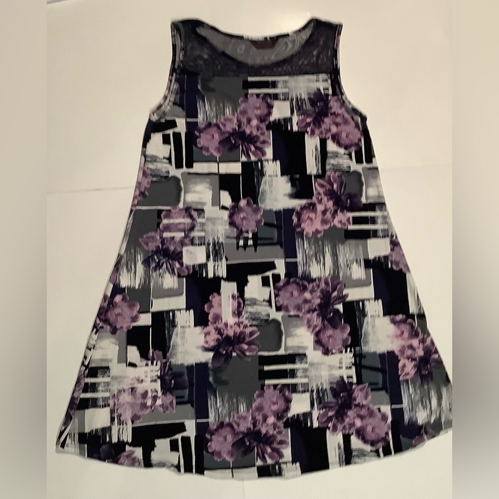 SJS Floral Dress Purple Blue Size M - Picture 4 of 5